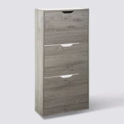 Meuble range-chaussures 3 tiroirs, Effet chêne gris