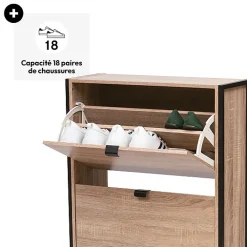 Meuble range-chaussures 3 tiroirs, Effet chêne naturel