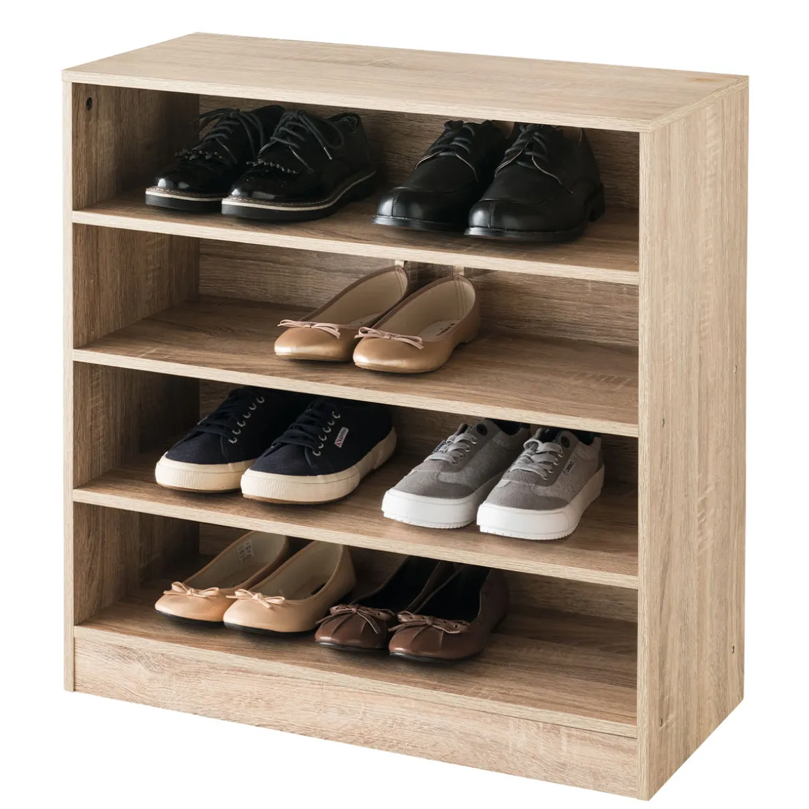 Meuble range-chaussures x12, Effet bois naturel