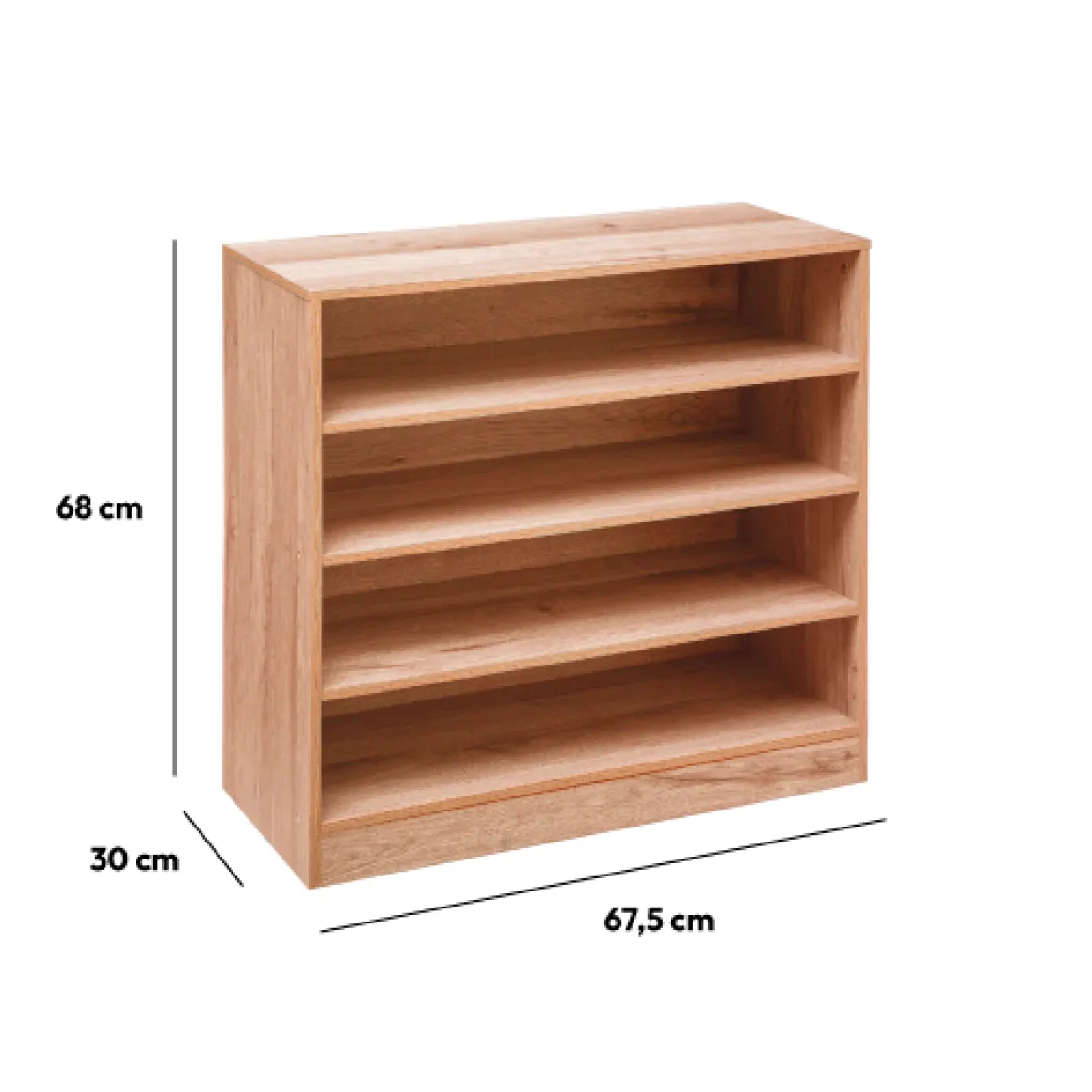 Meuble range-chaussures x12, Effet bois naturel