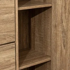 Meuble range-chaussures x21 miroir, Effet chêne