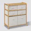 Meuble étagère avec 6 paniers, Bambou