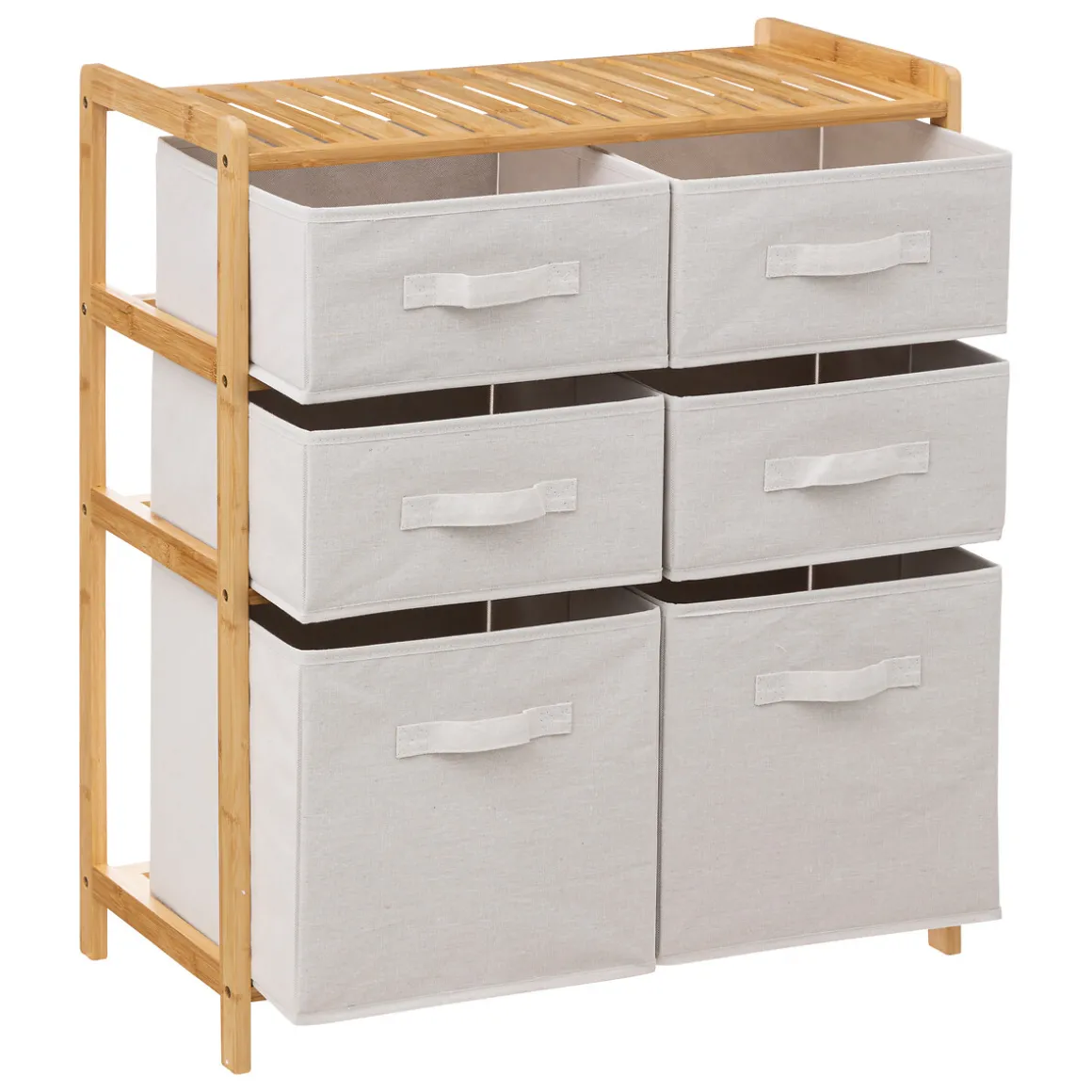 Meuble étagère avec 6 paniers, Bambou