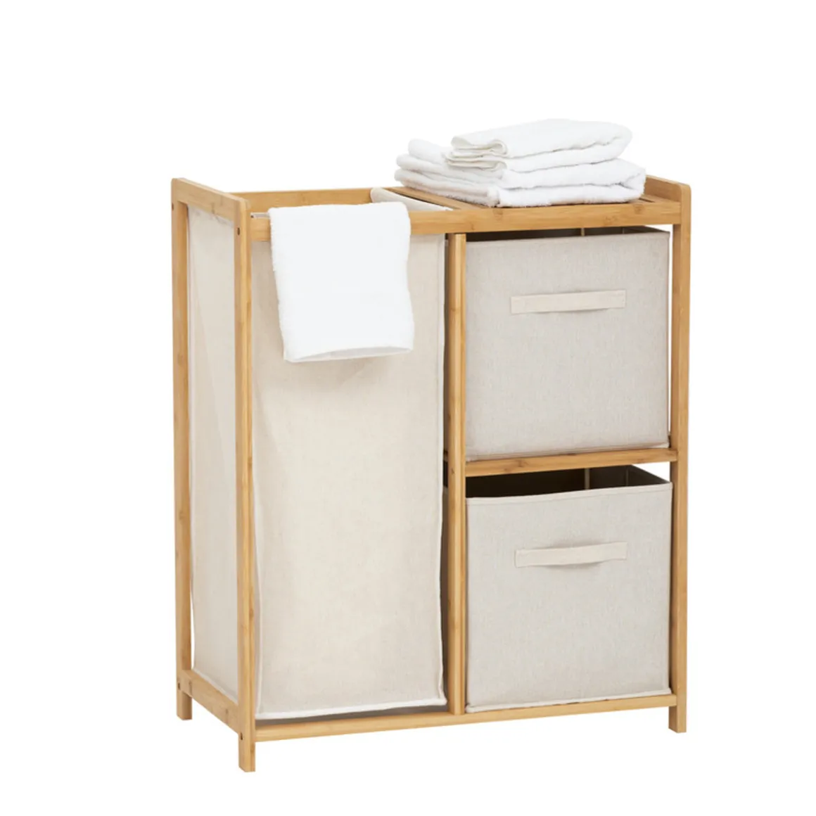 Meuble étagère avec panier et 2 paniers, Bambou