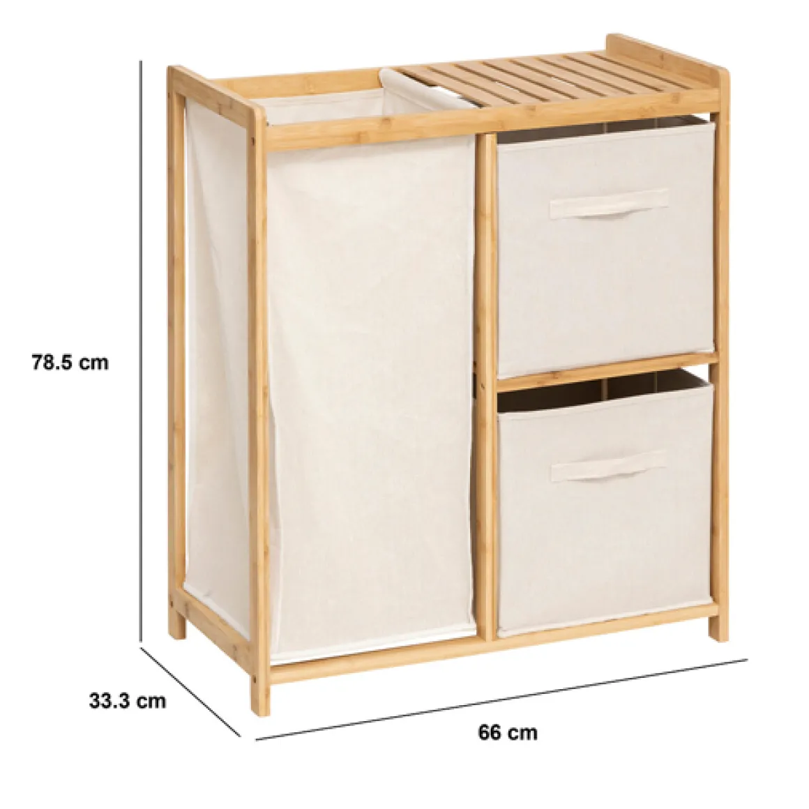 Meuble étagère avec panier et 2 paniers, Bambou