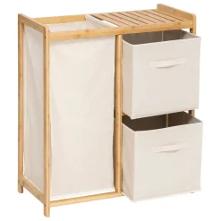 Meuble étagère avec panier et 2 paniers, Bambou