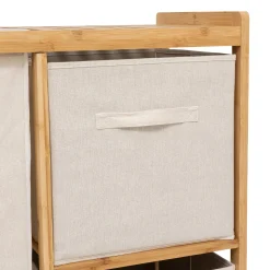 Meuble étagère avec panier et 2 paniers, Bambou