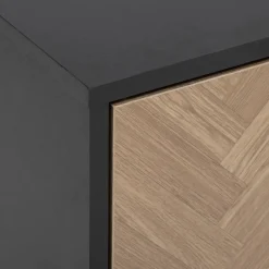 Meuble TV 3 portes sof close, Effet bois et noir