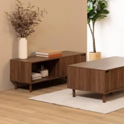 Meuble TV 2 étagères, Marron