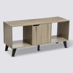 Meuble TV effet chêne naturel, Noir