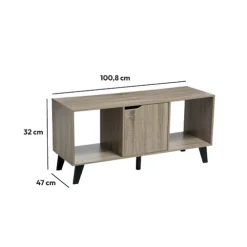 Meuble TV effet chêne naturel, Noir