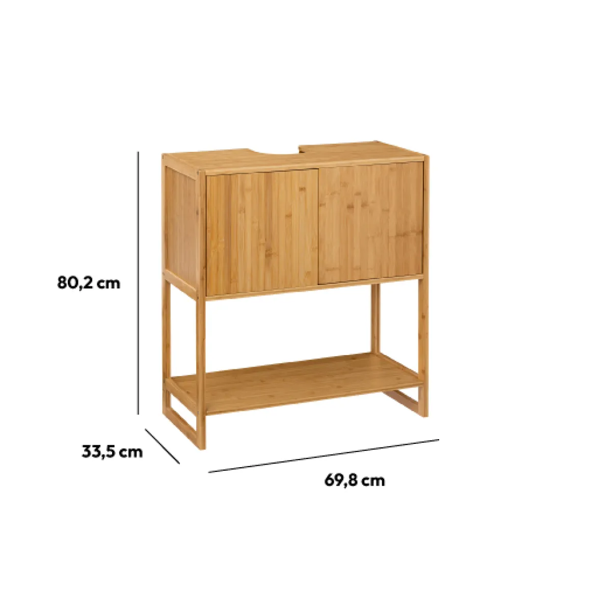 Meuble vasque 2 portes, Bambou