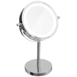 Miroir avec pied à led 19 cm, métal chromé