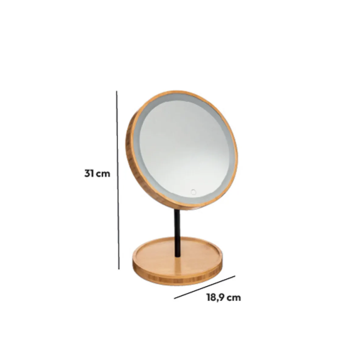 Miroir avec pied à led 18 cm