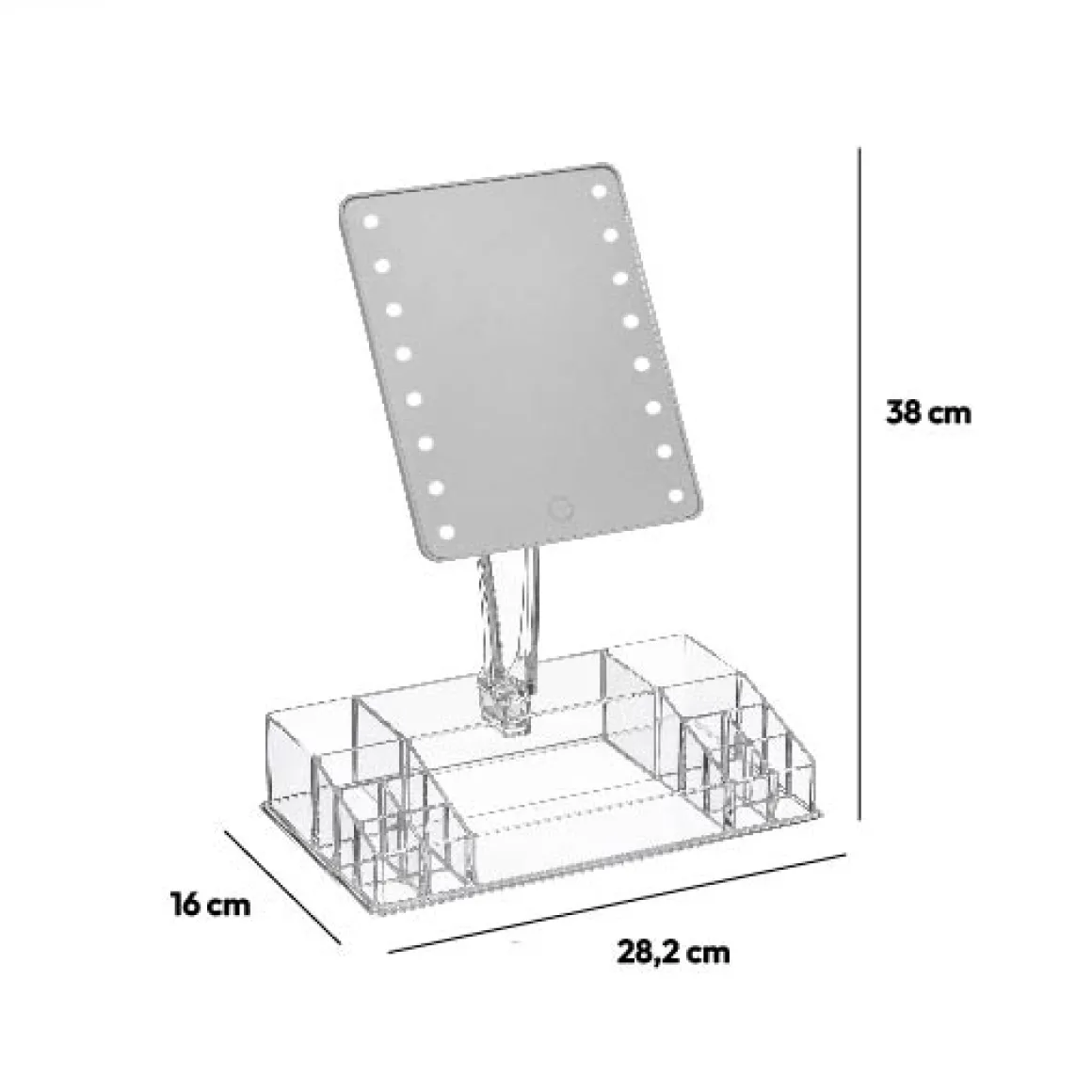Miroir led 14 compartiments, Transparent
