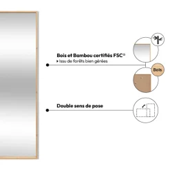 Miroir mural 125x35cm, Bambou