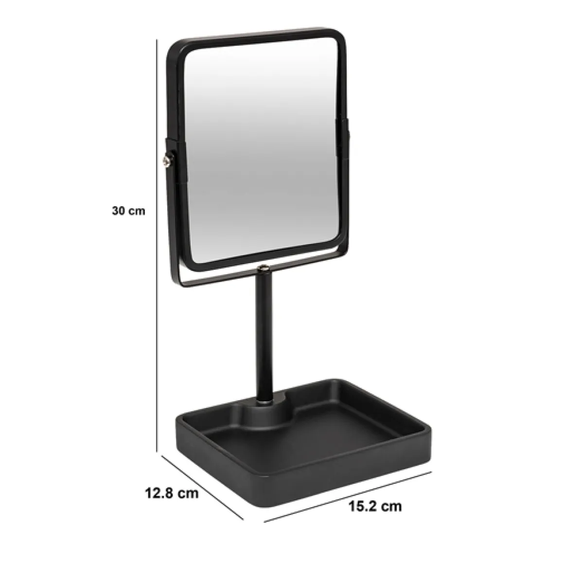 Miroir pivotant, 30x15,2 cm, Noir