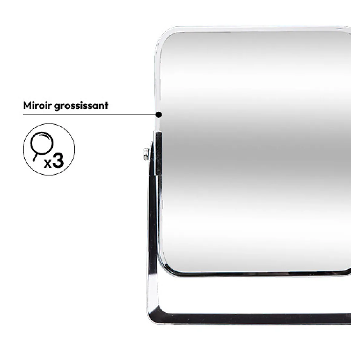 Miroir sur pied pivotant, Métal