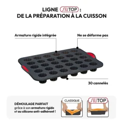 Moule 30 cannelés silicone- Noir,rouge