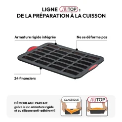Moule 24 financiers silicone- Noir,rouge