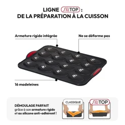 Moule 16 madeleines silicone- Noir,rouge