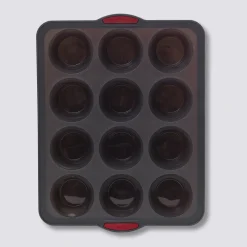 Moule 12 muffins silicone- Noir,rouge