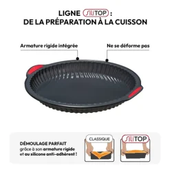 Moule à tarte 26cm silicone- Noir,rouge