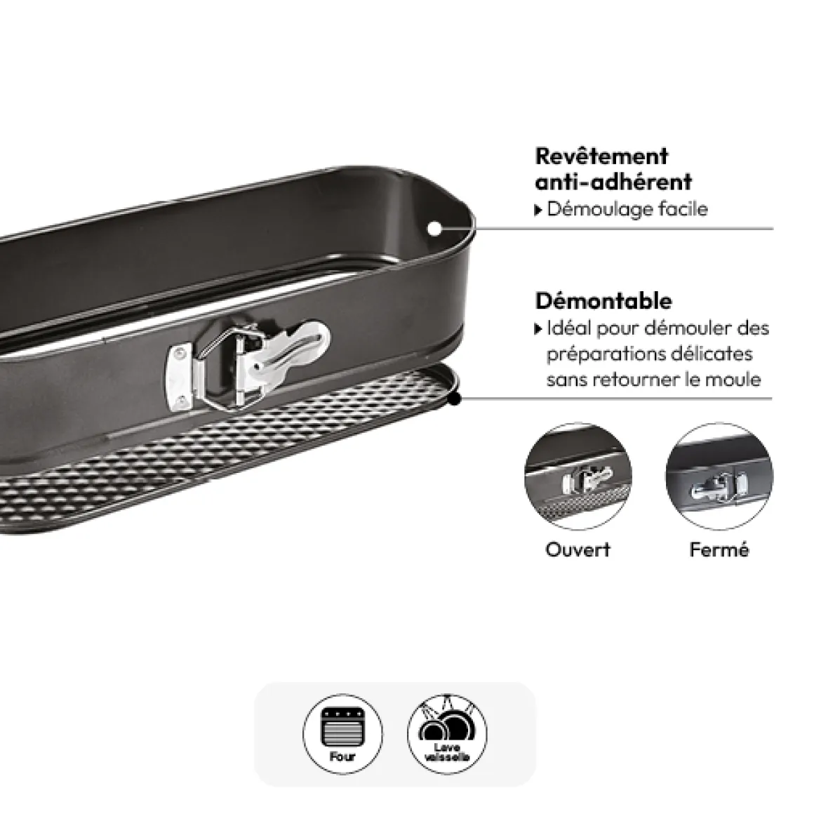 Moule cake démontable métal, 31cm