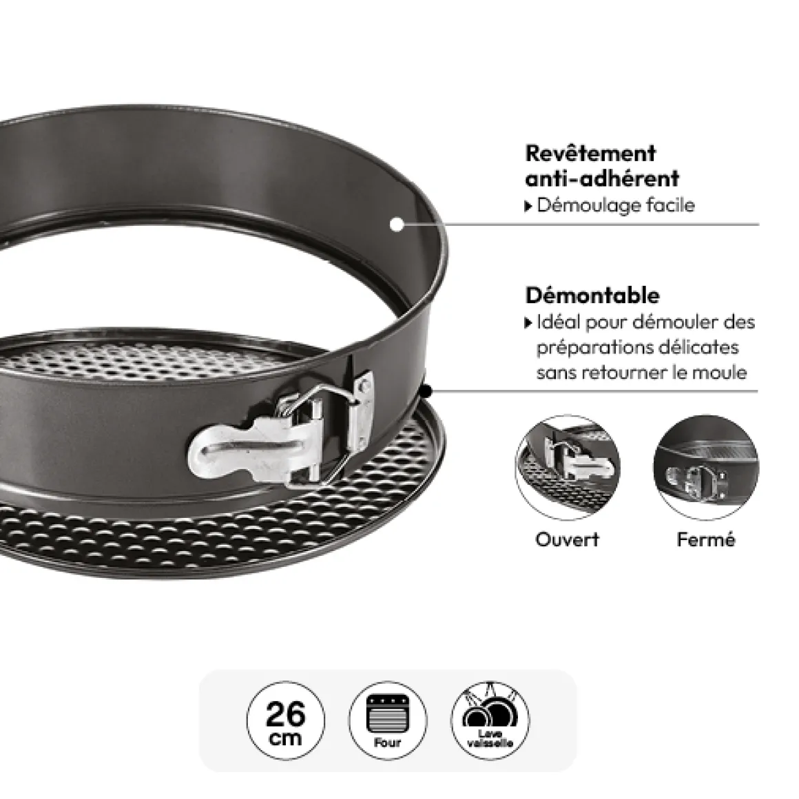 Moule rond démontable, 26cm