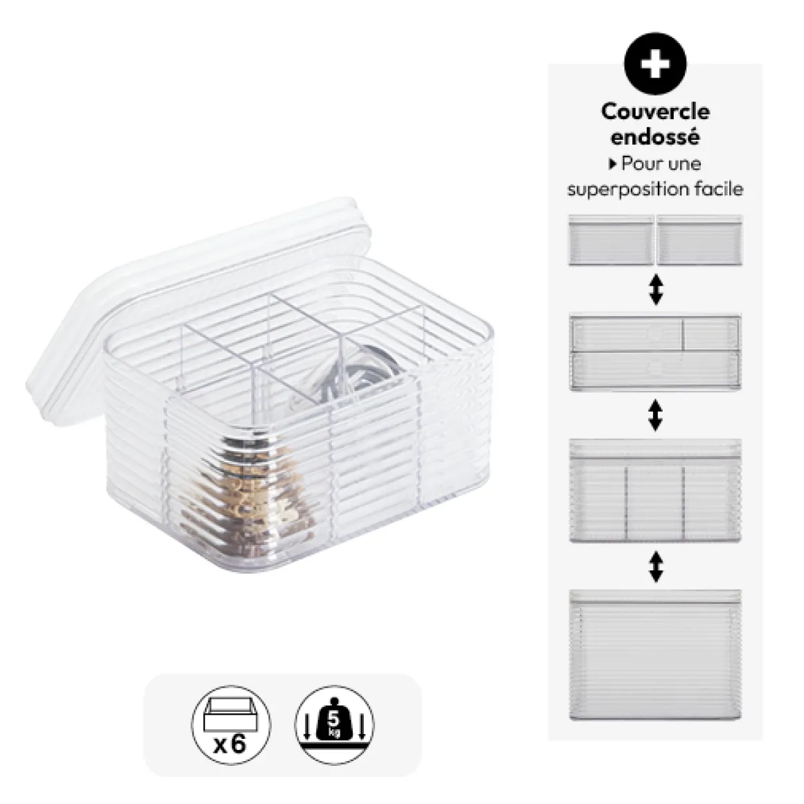 Organisateur 6 compartiments 15,3x9 cm