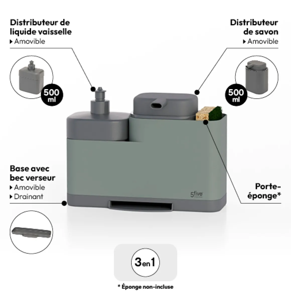 Organiseur évier avec distributeur, Vert