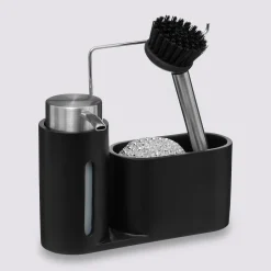 Organiseur évier avec distributeur 150ml, Noir