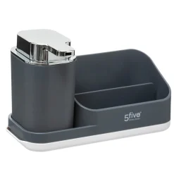Organiseur évier avec distributeur 300ml, Gris