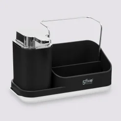 Organiseur évier avec distributeur 300ml, Gris noir