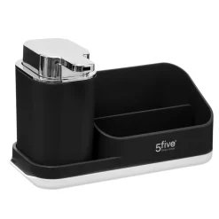Organiseur évier avec distributeur 300ml, Gris noir
