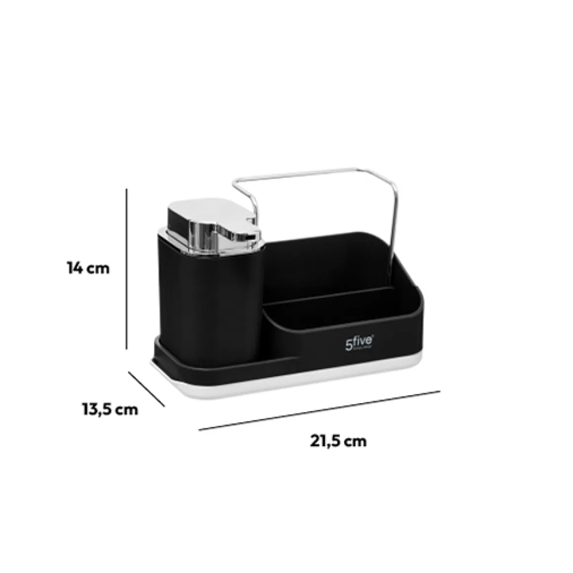 Organiseur évier avec distributeur 300ml, Gris noir