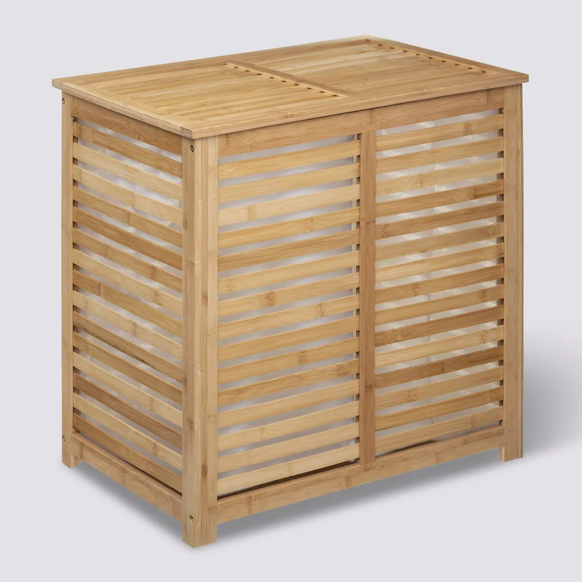 Panier à linge double 50L, Bambou