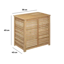Panier à linge double 50L, Bambou