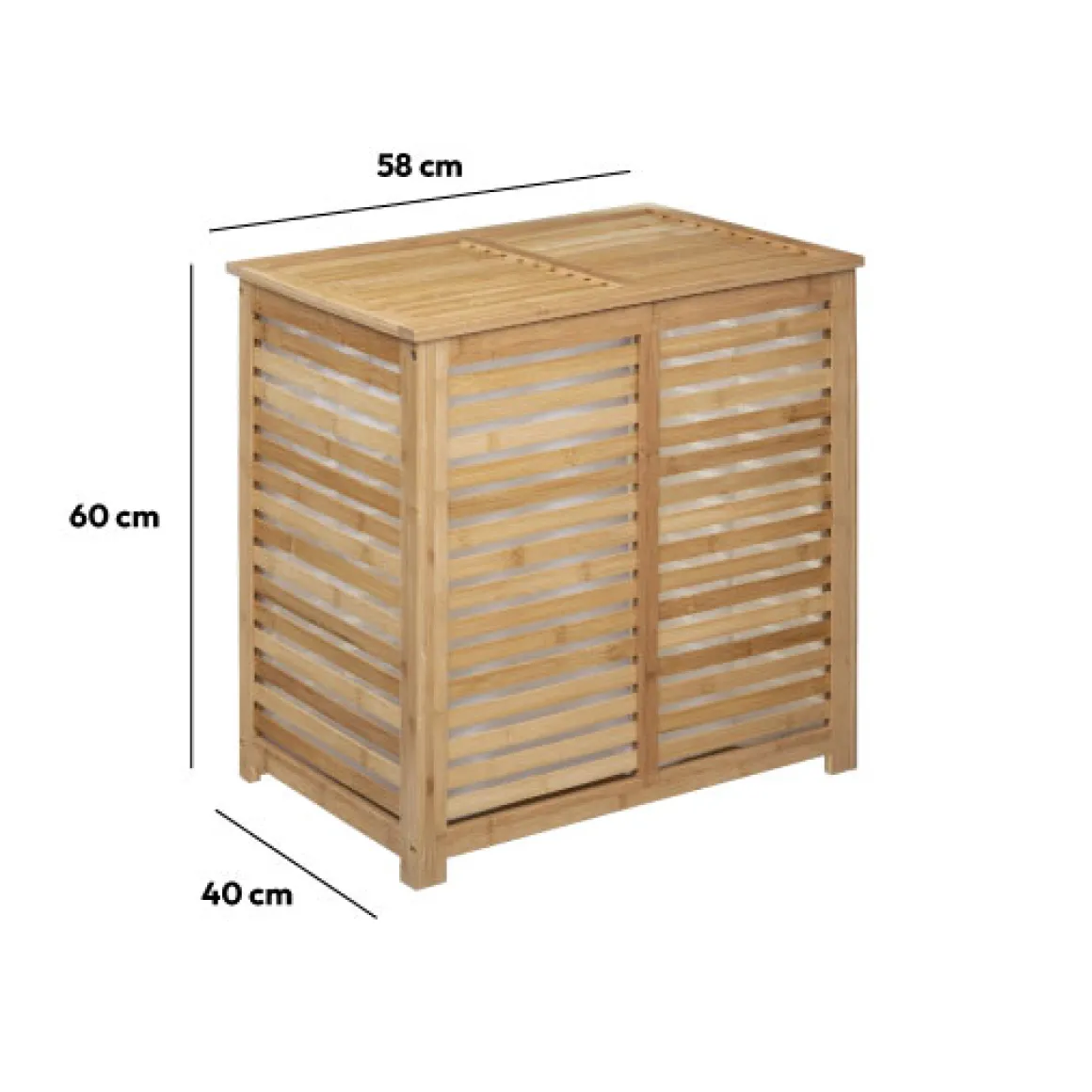 Panier à linge double 50L, Bambou