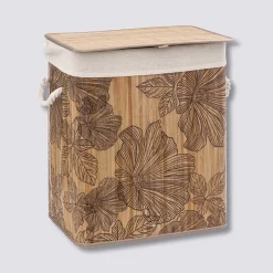 Panier à linge 60L - Bambou, Noir