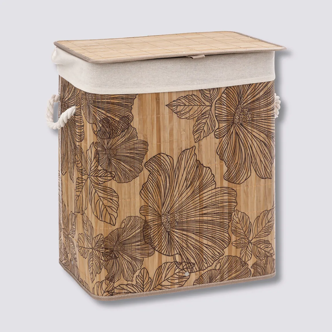 Panier à linge 60L - Bambou, Noir