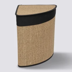 Panier à linge 48L, Bambou et noir