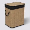Panier à linge 60L, Bambou et noir