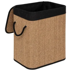 Panier à linge 60L, Bambou et noir