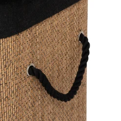 Panier à linge 60L, Bambou et noir