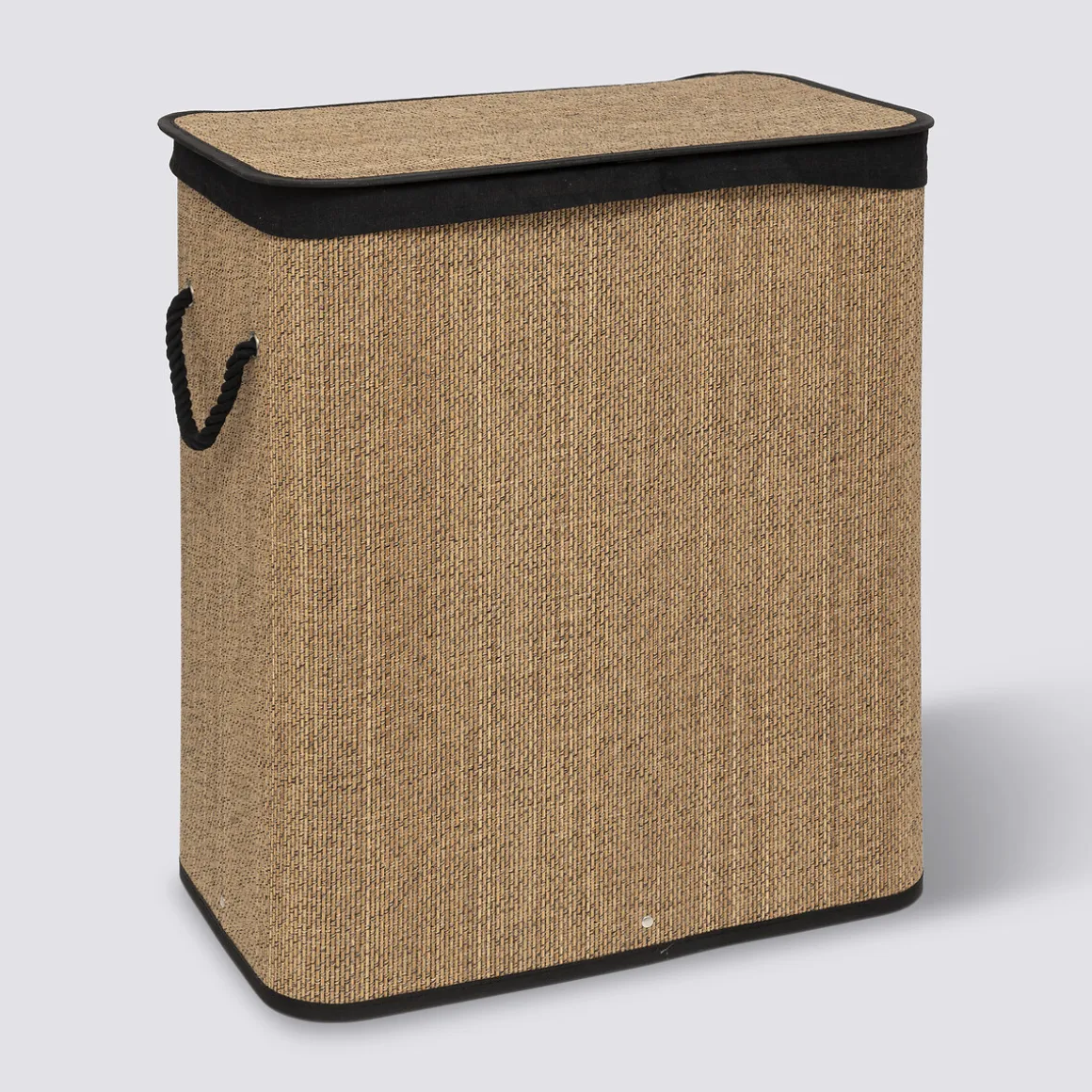 Panier à linge 100L, Bambou et noir