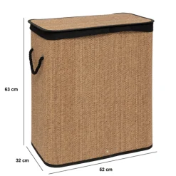 Panier à linge 100L, Bambou et noir