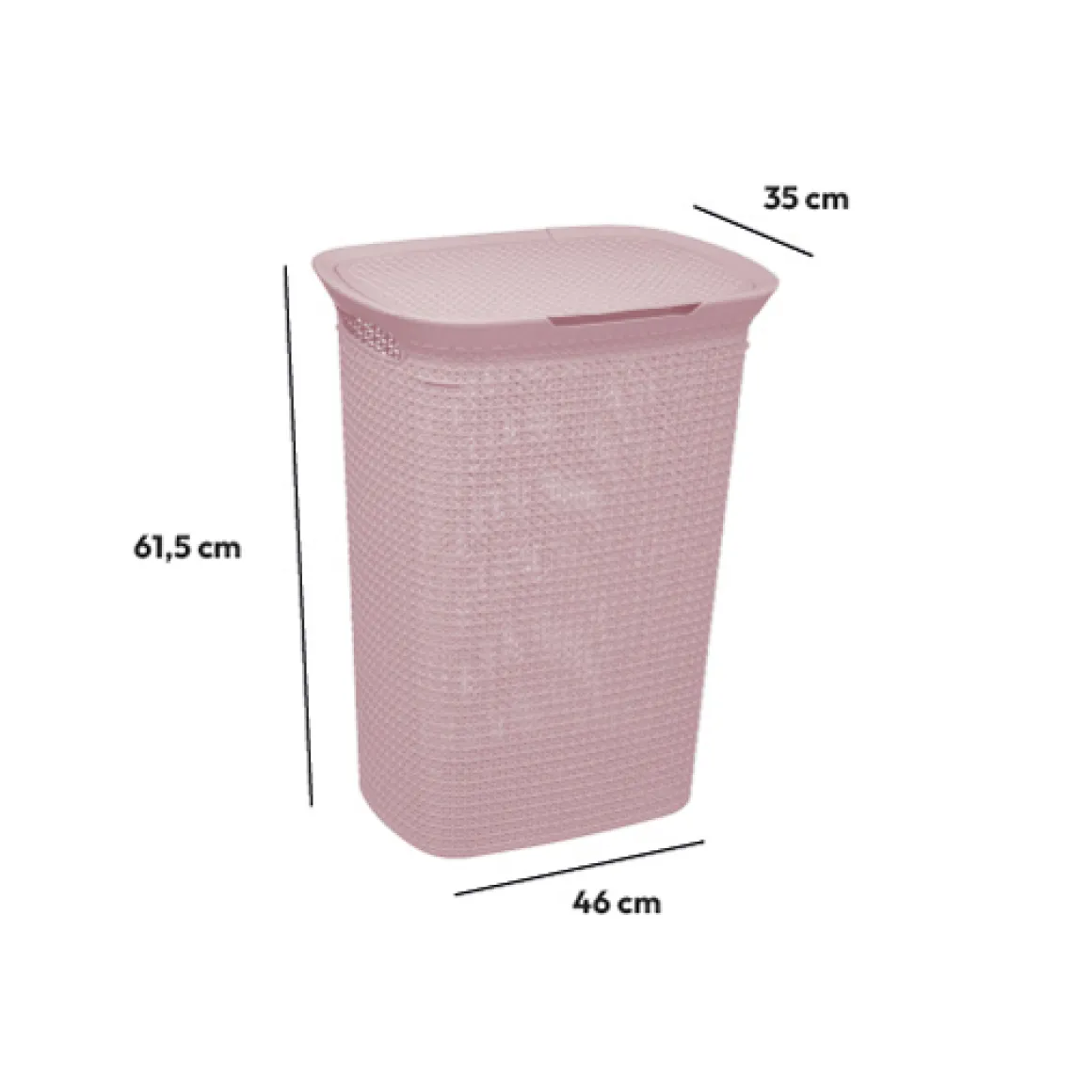 Panier à linge plastique 57L, Rose