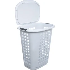 Panier à linge plastique 63L, Blanc