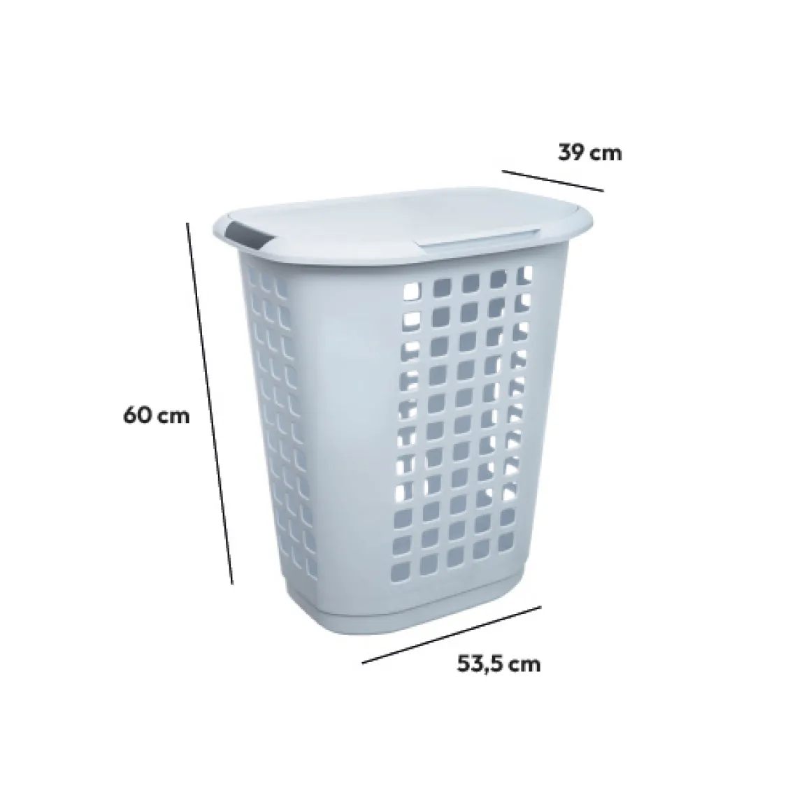 Panier à linge plastique 63L, Blanc
